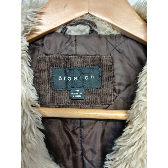 Vintage Braeton y2k corduroy brown jacket‎ Fur trim womens medium 90s - Picture 5 of 11